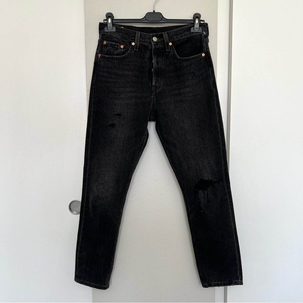 Levi's Big E Premium 501 S Jeans - Faded Black Wash - Grunge Streetwear -Size 27 - Picture 4 of 15